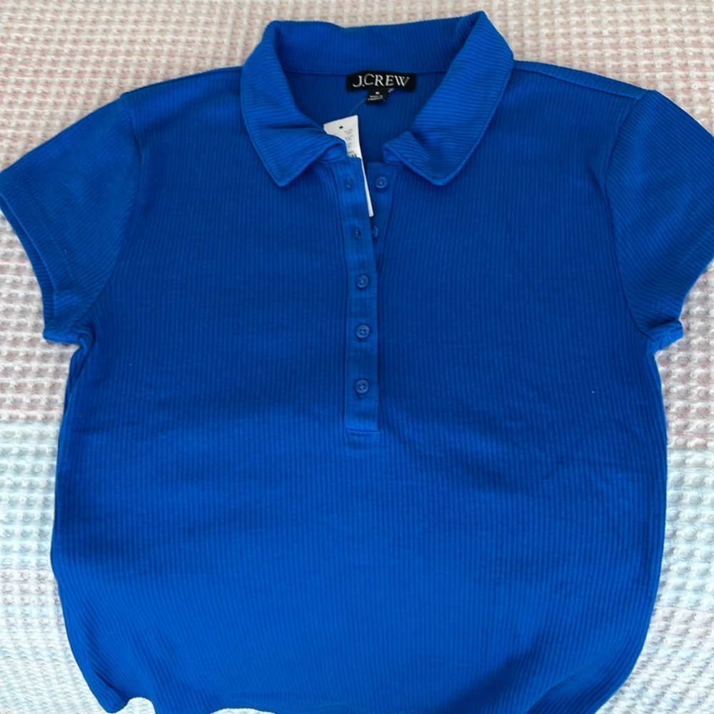 NWT J CREW  Cobalt Blue Ribbed Tee